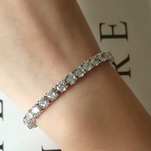 NEW “7” 5MM DIAMOND S925 STERLING SILVER BRACELET, NICE BRACELET, CUTE BRACELET - Picture 2 of 5